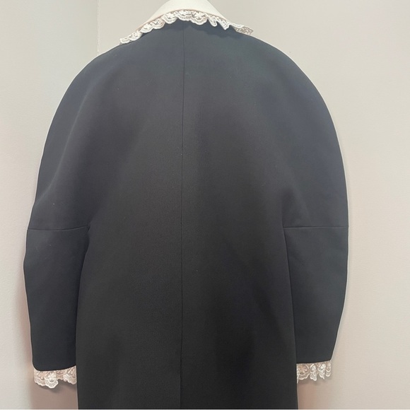 NEW! Shushu/Tong- Black Round Sleeve Coat White Collar UK 10 US 6 Oversized - Picture 12 of 15